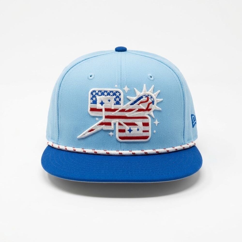 New Era Flag Logo Snapback Hat Blue Light Blue Red Unisex 7 3/8